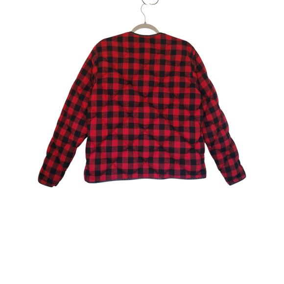 Jenni Kayne x Crescent Down Works Buffalo Check Plaid Flannel Jacket Red Size M - Picture 7 of 10
